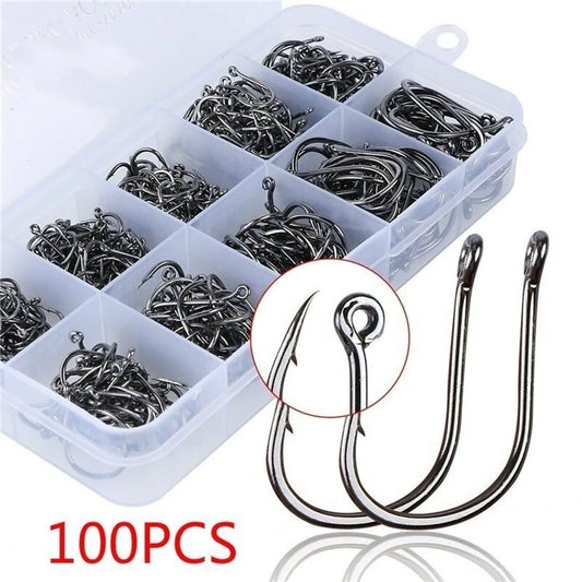 100pcs Fishing Hook Stainless Steel Carbon Fishing Hook With Loop Sharp Barbed Boxed Fishing Hook Set Sea Fishing Accessories Daniel’s Outdoor Company