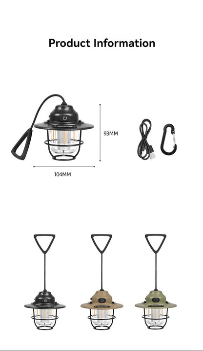 Shine Trip Outdoor Retro Smalldroplight, Campsite Lamp, Atmosphere Lamp, USB Charging Tent Light, LED Camping Hangling Lamp Daniel’s Outdoor Company