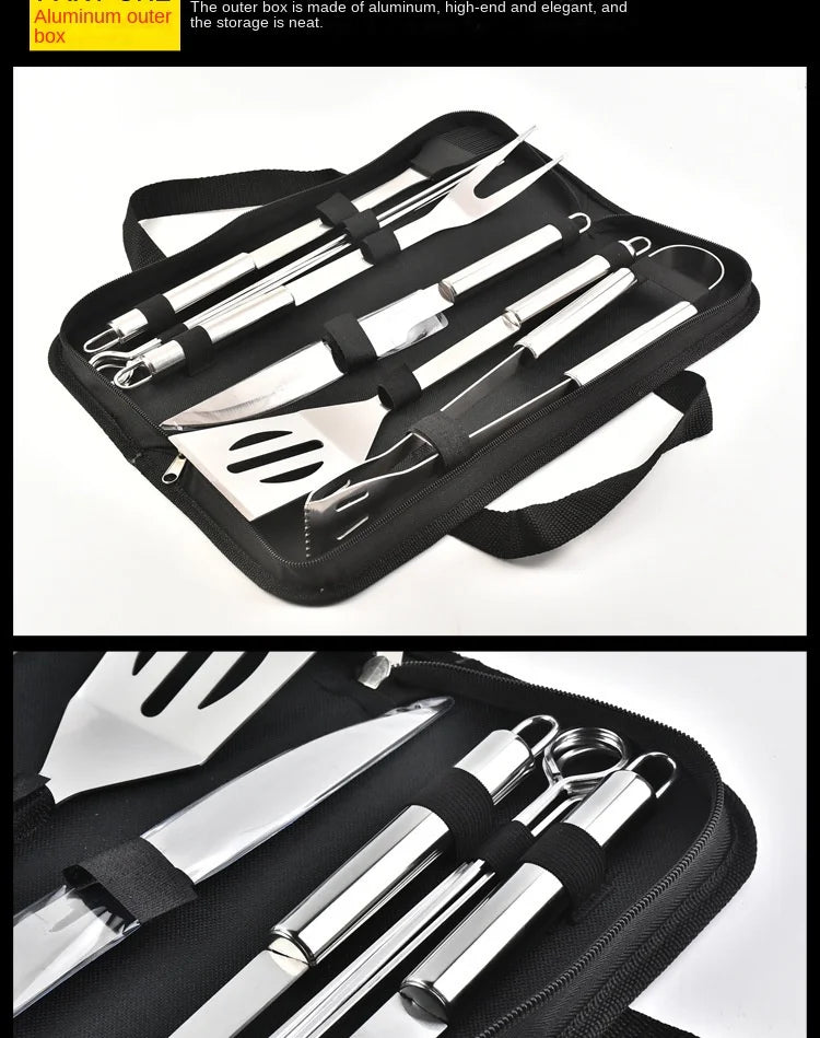Stainless steel oven set barbecue combination tool outdoor BBQ barbecue set barbecue set storage portable cloth bag baking tool Daniel’s Outdoor Company