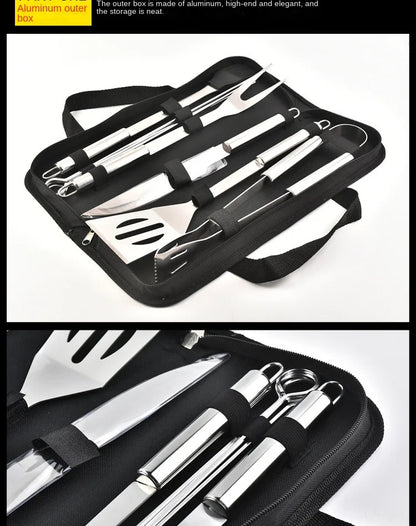 Stainless steel oven set barbecue combination tool outdoor BBQ barbecue set barbecue set storage portable cloth bag baking tool Daniel’s Outdoor Company
