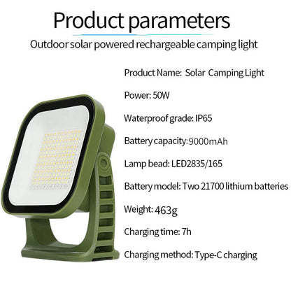MOSLIGHTING Solar Chargin Tent Strong Light with Magnet Zoom Portable Torch Camping lantern Work Maintenance Lighting 80W LED Daniel’s Outdoor Company