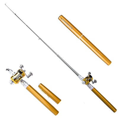 Aluminum Alloy Fishing Rod Pole Reel Multicolor Fishing Tool Pocket Fish Pen Mini Portable Pocket Fish Pen Shape Daniel’s Outdoor Company