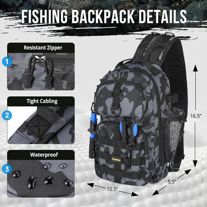 Waterproof Fishing Backpack with Integrated Tackle Boxes and Rod Holder for Outdoor Fishing Adventures Ideal for Storing Fishin Daniel’s Outdoor Company