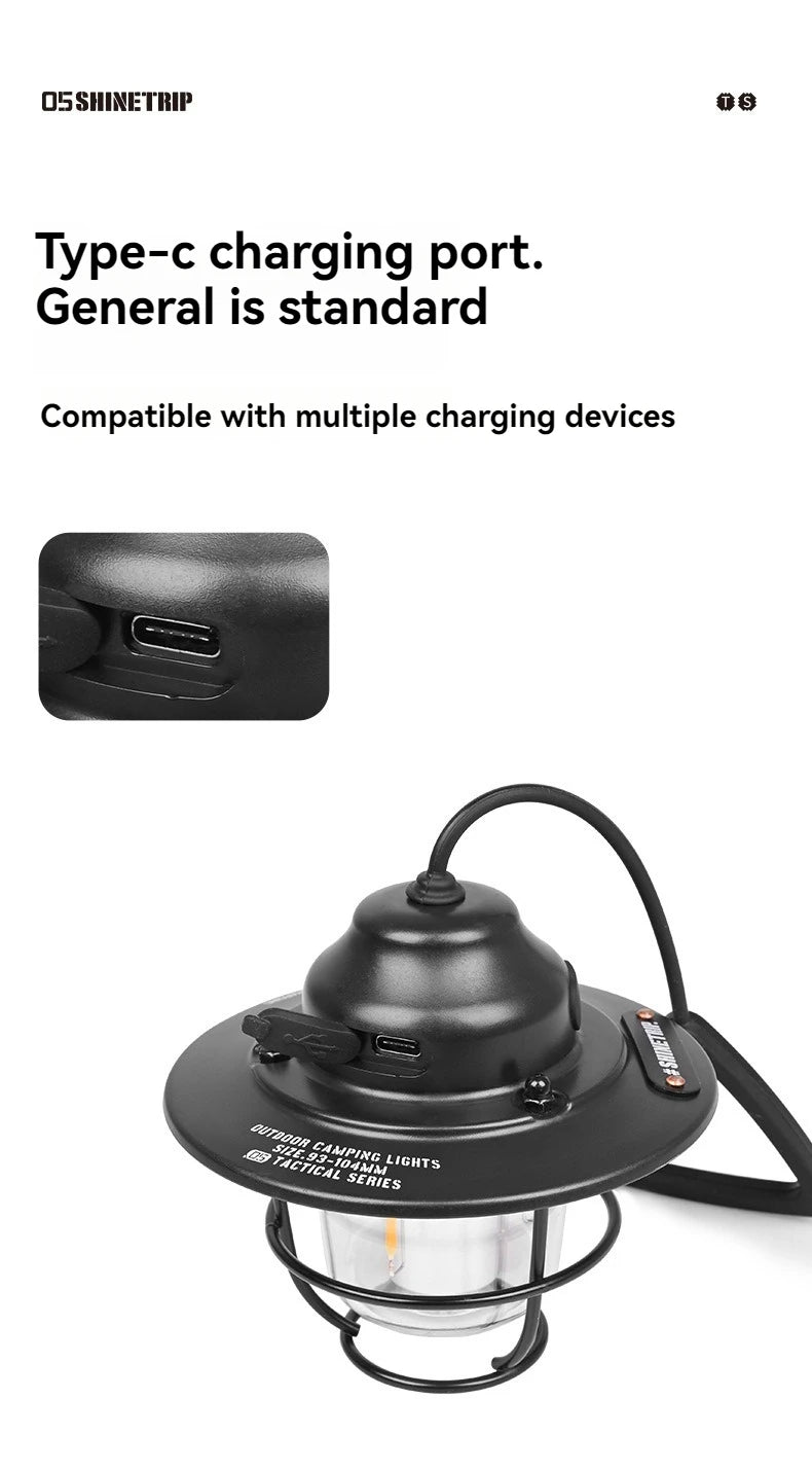 Shine Trip Outdoor Retro Smalldroplight, Campsite Lamp, Atmosphere Lamp, USB Charging Tent Light, LED Camping Hangling Lamp Daniel’s Outdoor Company