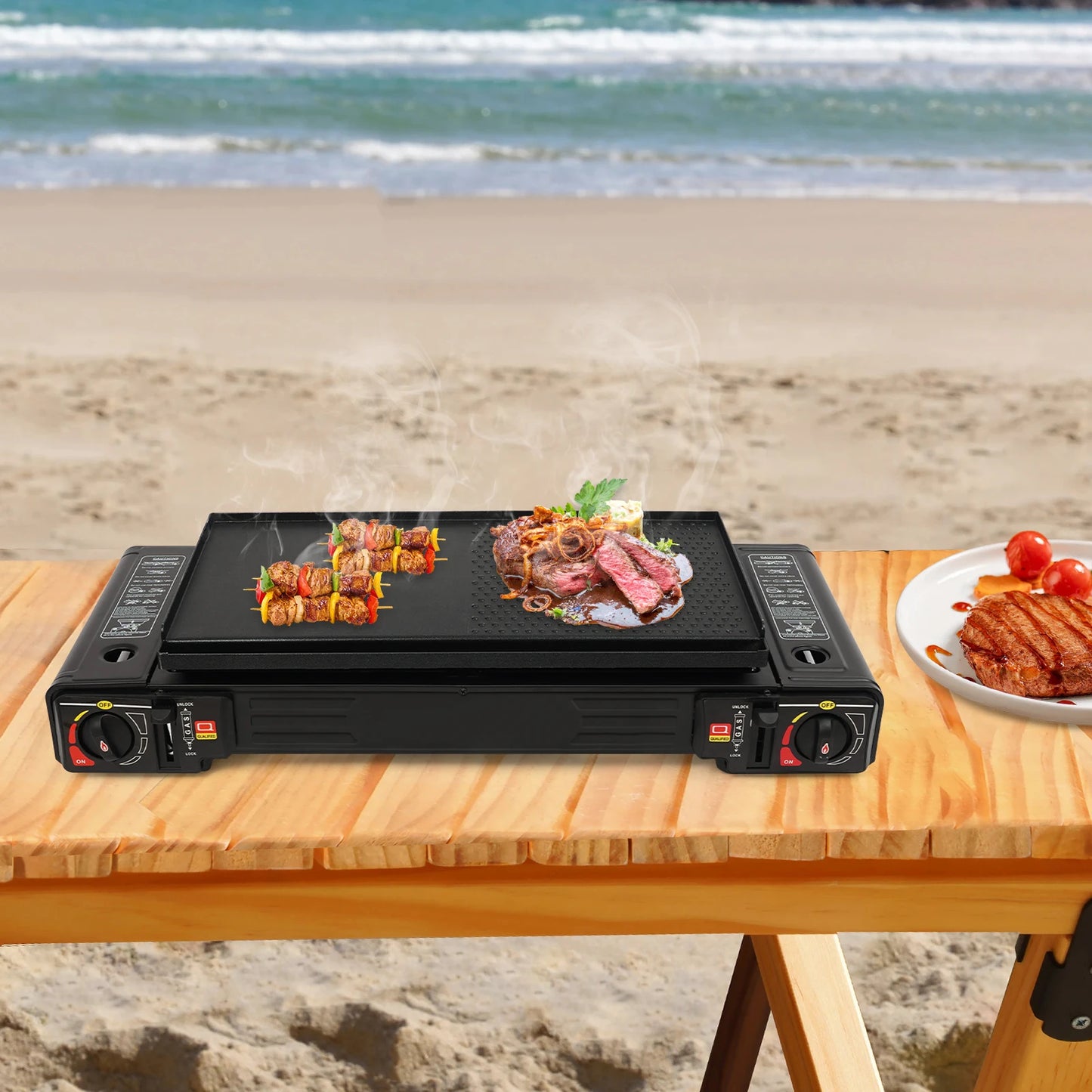 2500W Portable Camping Stove 2 Burners Camping Stove with Baking Tray&Portable Case use  Butane or LPG Home Application Outdoor Daniel’s Outdoor Company