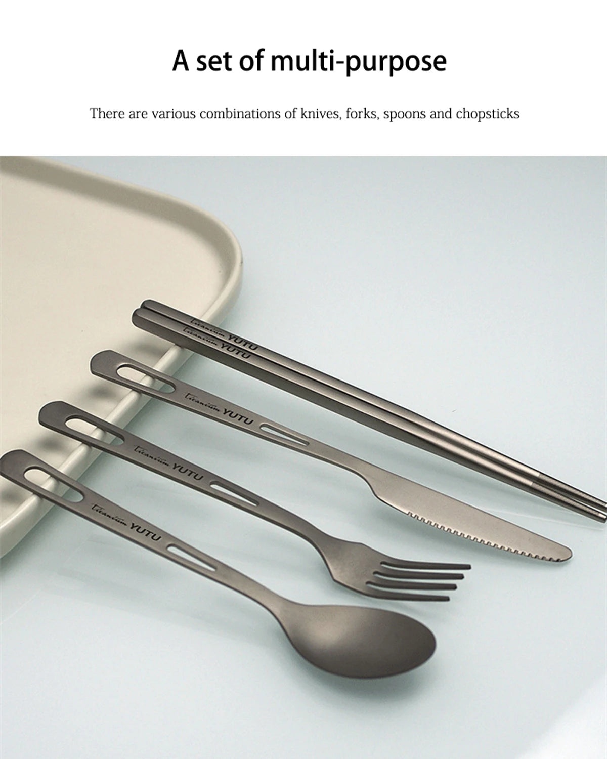 Pure Titanium Tableware Set Household Frosted Knife and Fork Spoon Chopsticks Travel Camping Portable Knife Fork Set Daniel’s Outdoor Company