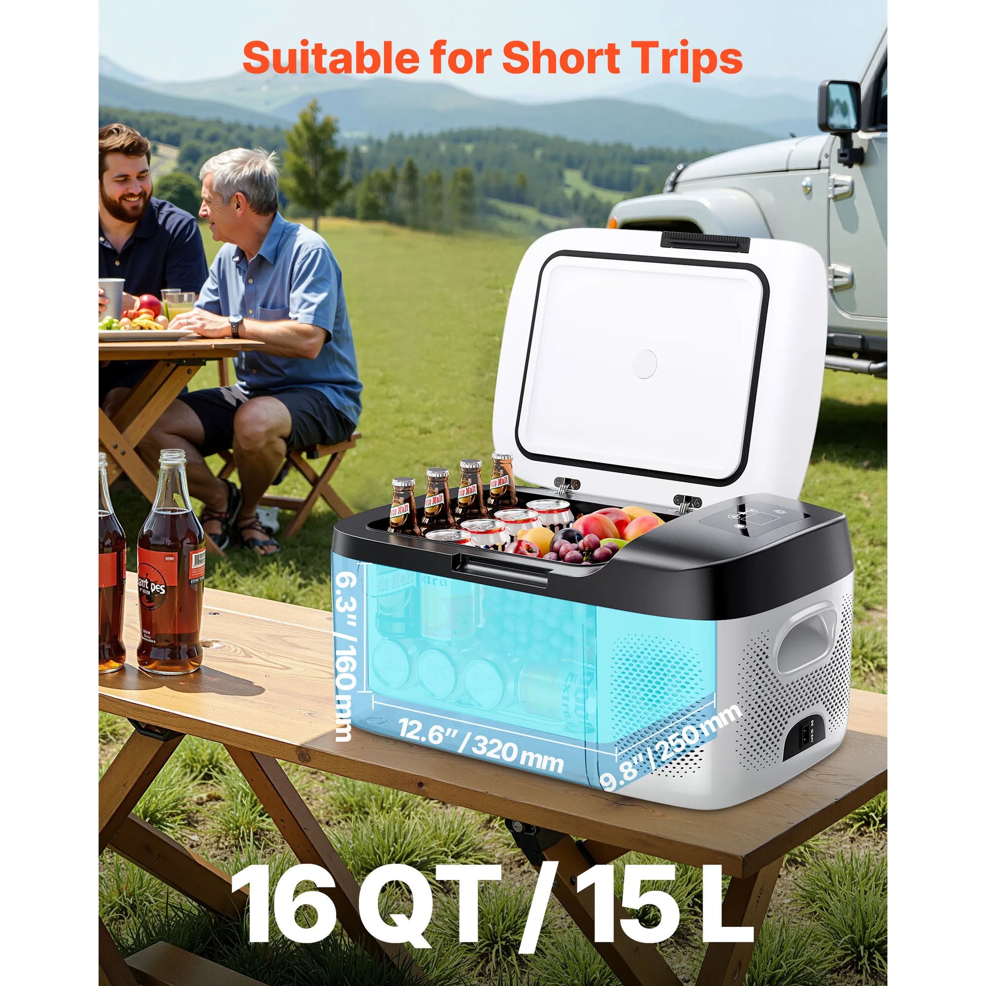 SucceBuy 15L Small Fridge Portable Car Freezer 12V/24V Mini Refrigerator Compressor Cooler for RVs Traveling Camping Outdoor Daniel’s Outdoor Company