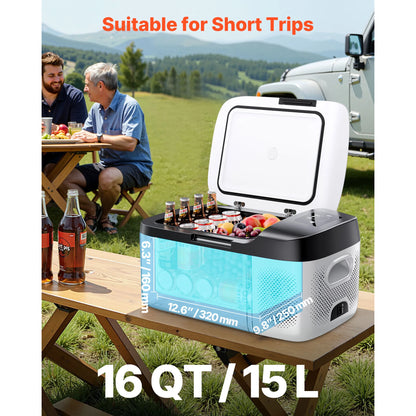 SucceBuy 15L Small Fridge Portable Car Freezer 12V/24V Mini Refrigerator Compressor Cooler for RVs Traveling Camping Outdoor Daniel’s Outdoor Company