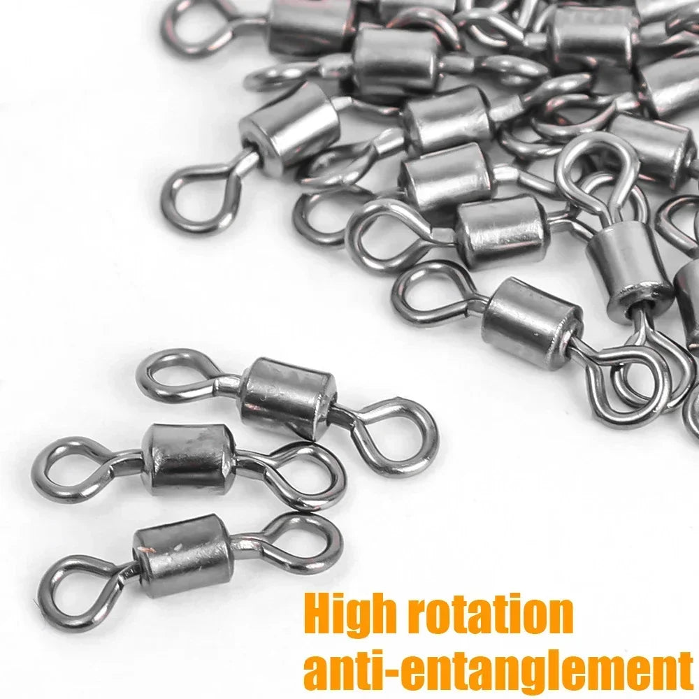 50/100Pcs Stainless Steel Fishing Connector Corrosion Resistance Barrel Bearing Rolling Swivel Solid Ring Connector Accessories Daniel’s Outdoor Company