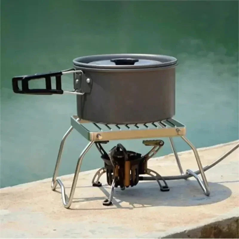 Outdoor Stainless Steel Stove Holder Camping Portable Folding Mini Barbecue Rack Set Pot Holder Baking Tray Holder Daniel’s Outdoor Company
