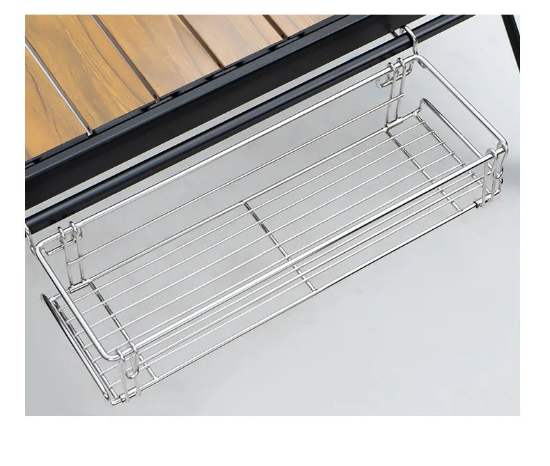Outdoor Aluminum Table Side Storage Rack Hanging Mesh IGT Table Expansion Bracket Folding Table Extension Basket Folding Rack Daniel’s Outdoor Company