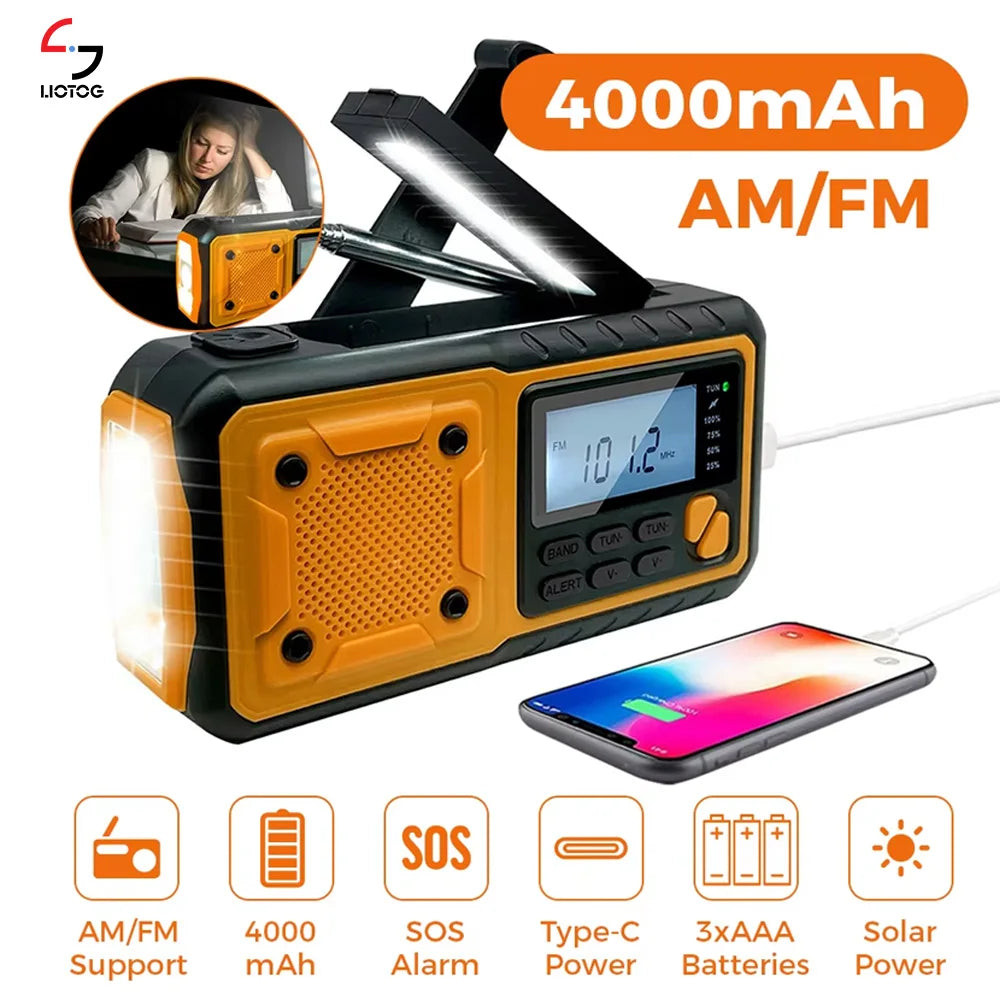 LOTOTG Portable Emergency Solar Power Radio Hand Crank Charging AM/FM Weather Radio Led Reading Flashlight Bank Phone Charger Daniel’s Outdoor Company