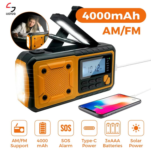 LOTOTG Portable Emergency Solar Power Radio Hand Crank Charging AM/FM Weather Radio Led Reading Flashlight Bank Phone Charger Daniel’s Outdoor Company