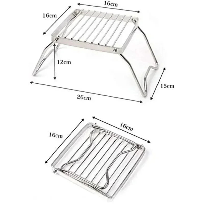Outdoor Stainless Steel Stove Holder Camping Portable Folding Mini Barbecue Rack Set Pot Holder Baking Tray Holder Daniel’s Outdoor Company