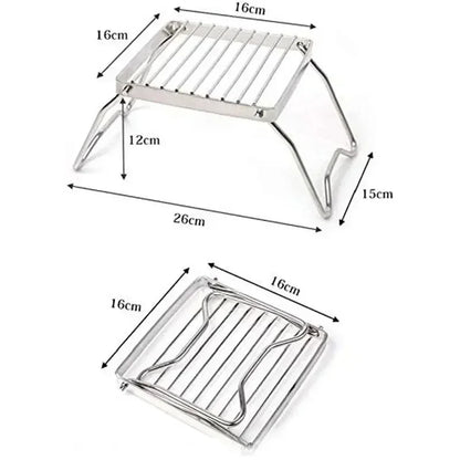 Outdoor Stainless Steel Stove Holder Camping Portable Folding Mini Barbecue Rack Set Pot Holder Baking Tray Holder Daniel’s Outdoor Company