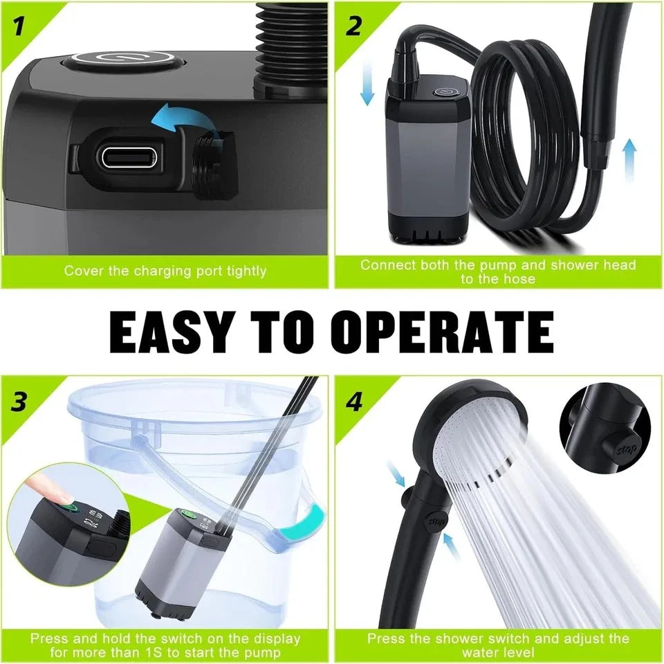 Portable Shower for Camping, 6000mAh Rechargeable Camping Shower, 4 Spray Modes Daniel’s Outdoor Company