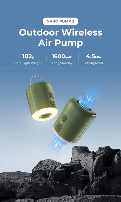 WESTTUNE Tiny Air Pump with Camping Lantern 4.5kPa Air Pump with Magnetic Design for Inflatable Air Mattress Sleeping Pads Daniel’s Outdoor Company