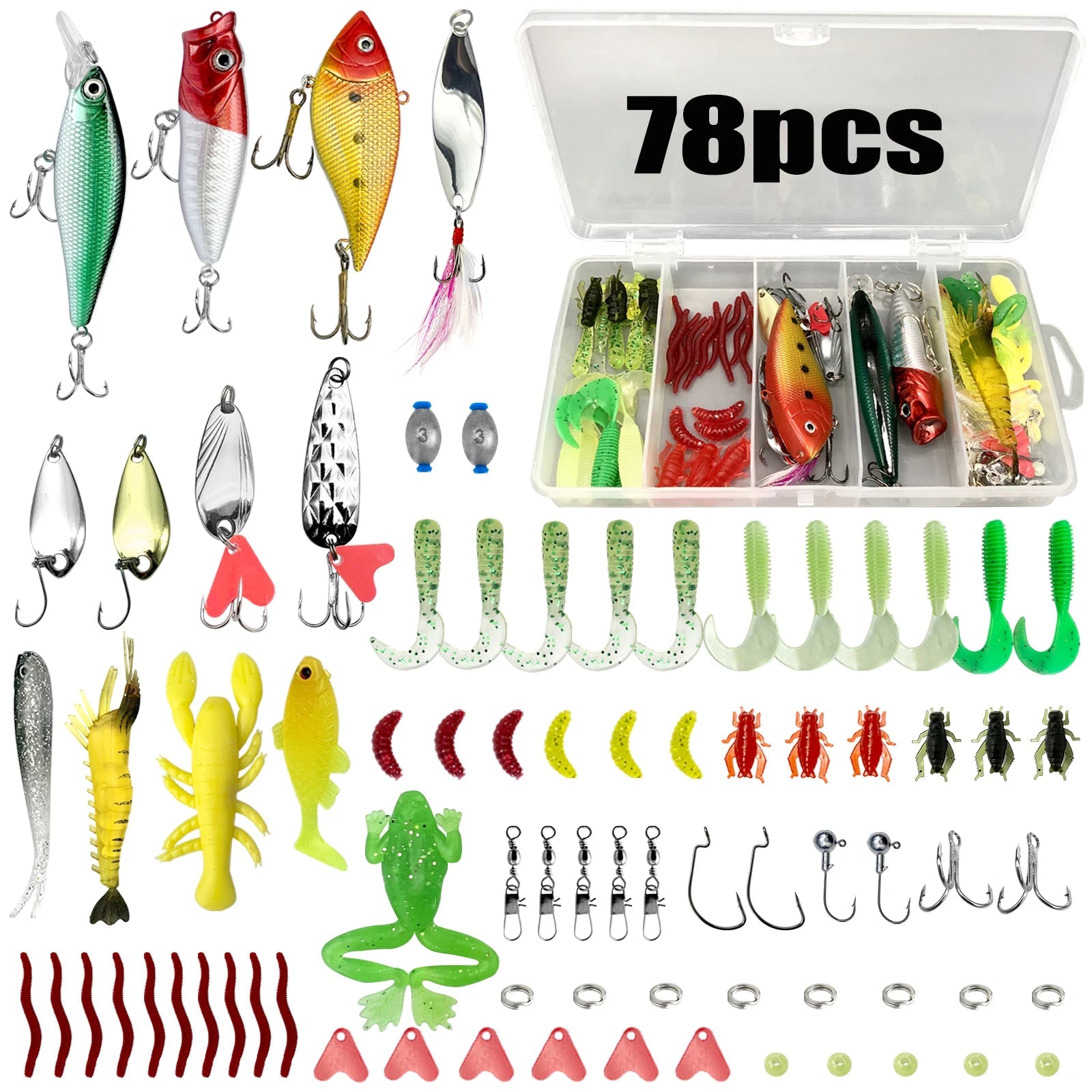84/107/78/284/139pcs Fishing Lure Kit Soft And Hard Bait Set Applicable To All Water Layer Efficient Simulated Lure Set With Box Daniel’s Outdoor Company