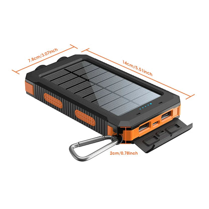 10000mAh Solar Charging Power Bank,Dual USB & Type C Output Port Multicharger Power Bank with Flashlight and Compass Daniel’s Outdoor Company