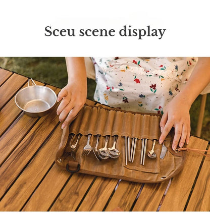 Portable Roll Up Pouch Bag Outdoor Camping Cutlery Storage Bag Cutlery Storage Water Resistant Case For Forks Spoons Chopstick Daniel’s Outdoor Company
