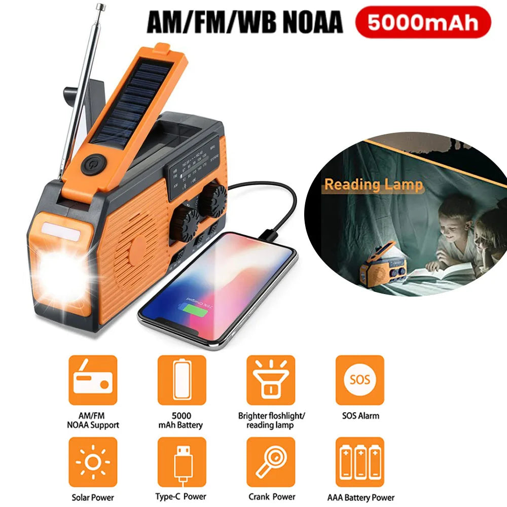 LOTOTG Portable Emergency Solar Power Radio Hand Crank Charging AM/FM Weather Radio Led Reading Flashlight Bank Phone Charger Daniel’s Outdoor Company