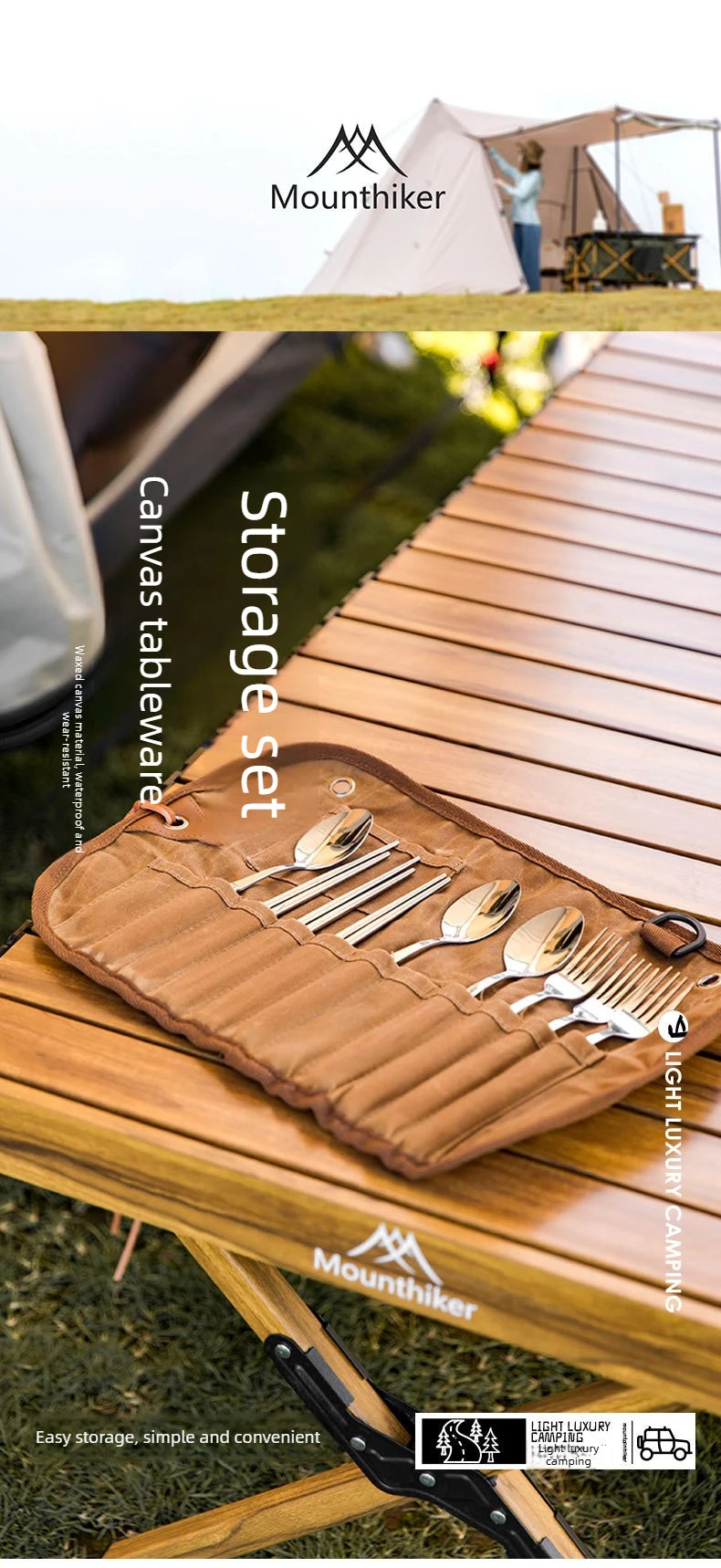 Portable Roll Up Pouch Bag Outdoor Camping Cutlery Storage Bag Cutlery Storage Water Resistant Case For Forks Spoons Chopstick Daniel’s Outdoor Company