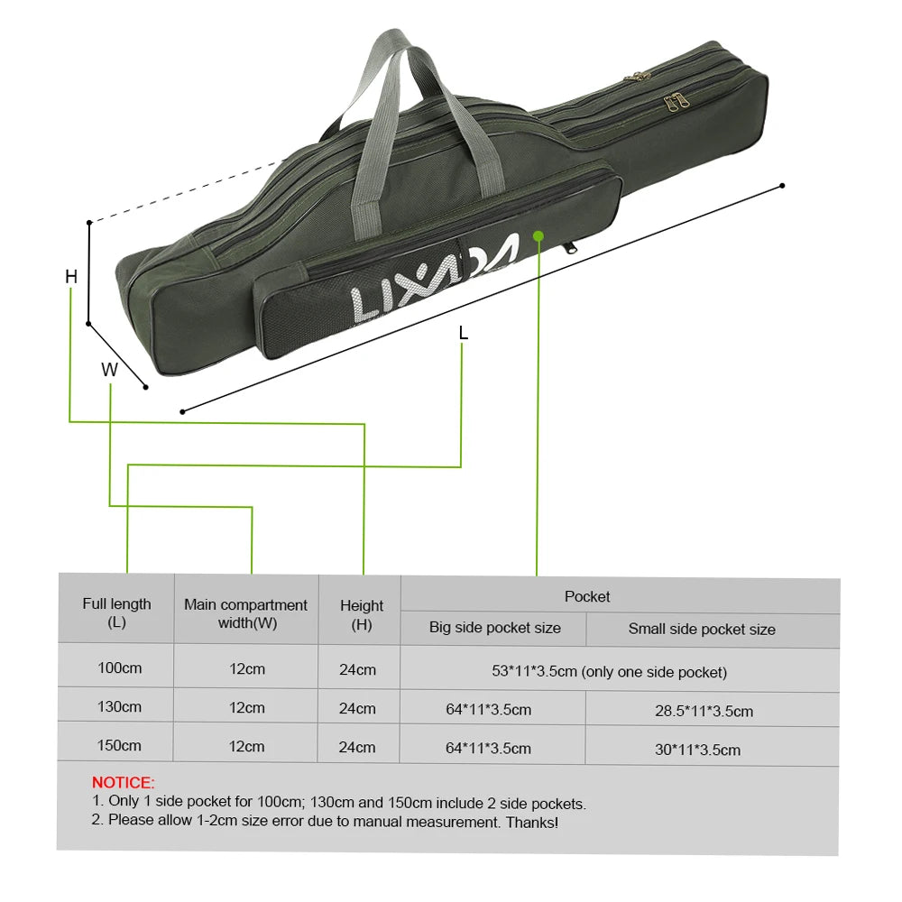 Lixada 100/130/150cm Fishing Bag Portable Folding Fishing Rod Reel Bag Fishing Tackle Carry Case Carrier Bag backpack fishing Daniel’s Outdoor Company