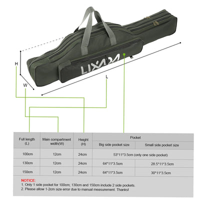 Lixada 100/130/150cm Fishing Bag Portable Folding Fishing Rod Reel Bag Fishing Tackle Carry Case Carrier Bag backpack fishing Daniel’s Outdoor Company