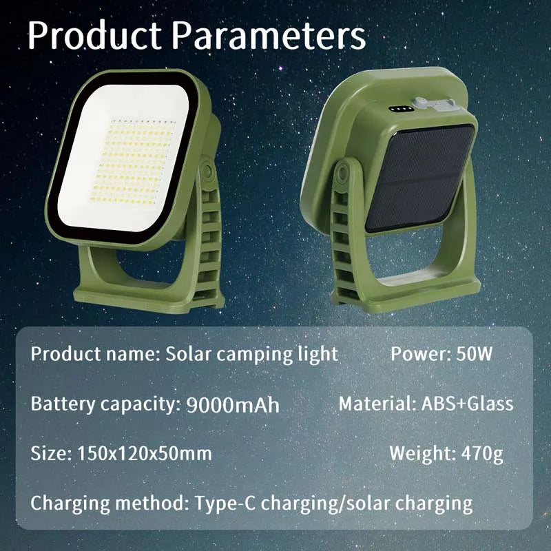 MOSLIGHTING Solar Chargin Tent Strong Light with Magnet Zoom Portable Torch Camping lantern Work Maintenance Lighting 80W LED Daniel’s Outdoor Company