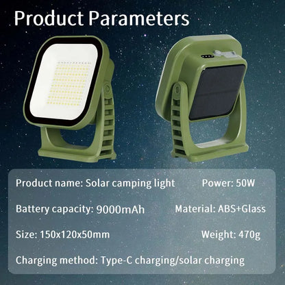 MOSLIGHTING Solar Chargin Tent Strong Light with Magnet Zoom Portable Torch Camping lantern Work Maintenance Lighting 80W LED Daniel’s Outdoor Company