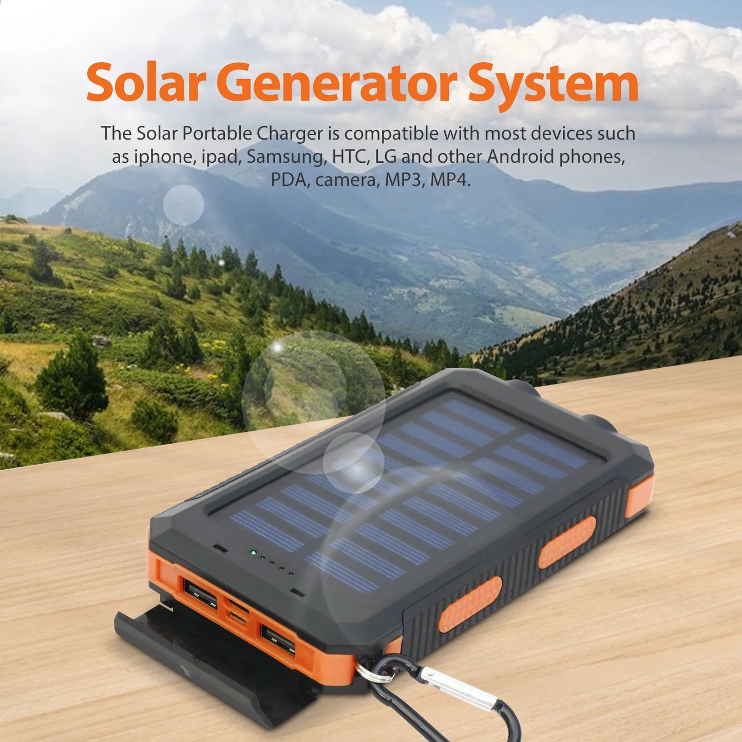20000mAh Solar Power Bank Portable Solar Charger Waterproof Dual 5V USB Ports 2 LED Light Flashlight For Cell IPhone Outdoor Daniel’s Outdoor Company