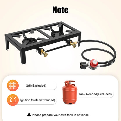 8000W Portable Double Burner Outdoor Gas Stove Propane Cooker with Adjustable 0-10Psi Regulator Hose for Patio Camping, BBQ Daniel’s Outdoor Company