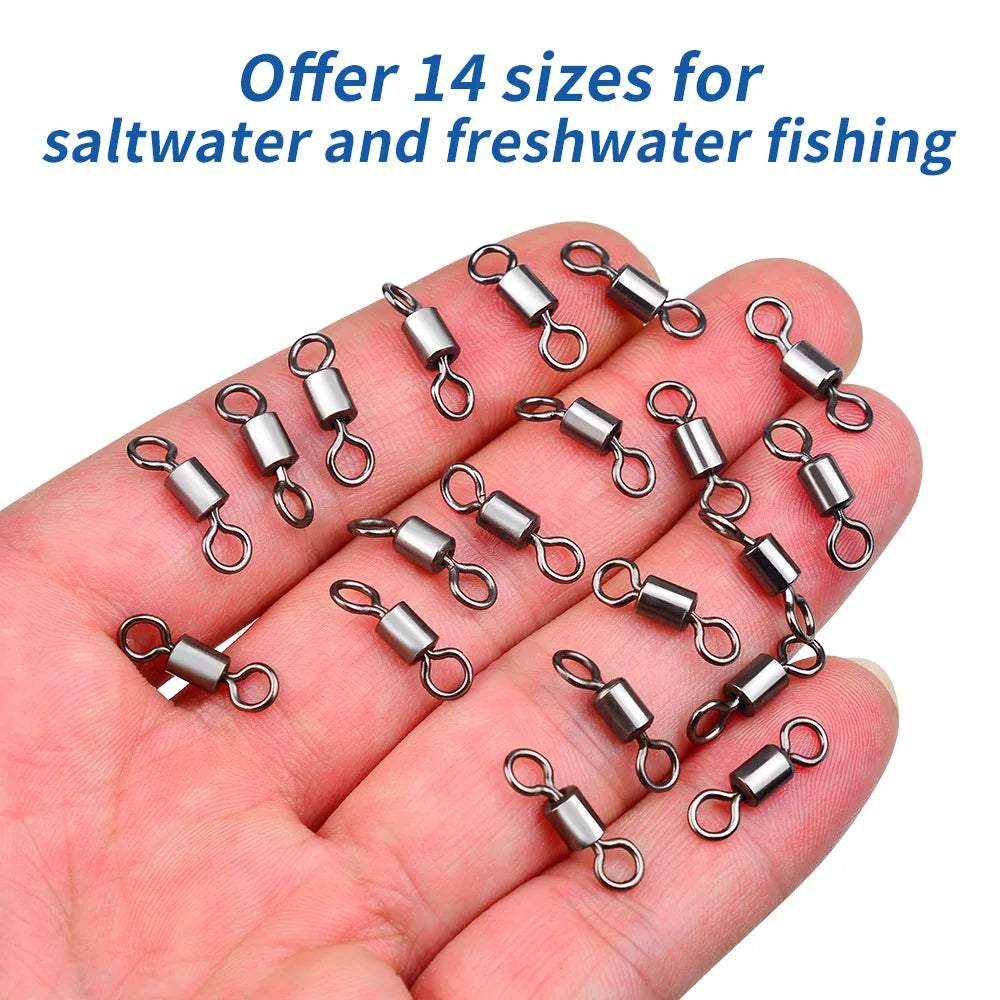 50Pcs Bearing Swivel Fishing Connector Stainless Steel Carp Snap Fishhook Lure Solid Ring Swivel Tackle Fishing Accessories Daniel’s Outdoor Company