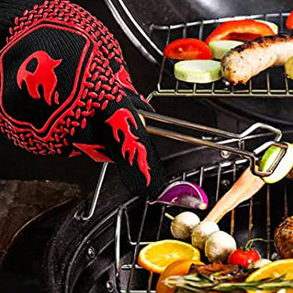 2PCS 500 Heat-insulating Resistant BBQ Gloves Fireplace Grilling Gloves Anti-scald Oven Glove for Ktichen Baking Grill Microwave Daniel’s Outdoor Company