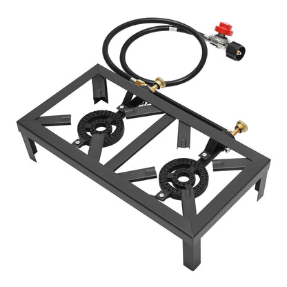 8000W Portable Double Burner Outdoor Gas Stove Propane Cooker with Adjustable 0-10Psi Regulator Hose for Patio Camping, BBQ Daniel’s Outdoor Company