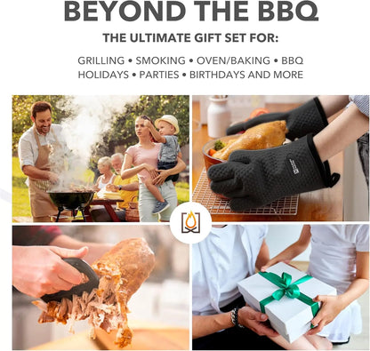 Heat-Resistant BBQ Gloves & Meat Claws Set with Thermometer, Timer, Brush for Grilling Daniel’s Outdoor Company