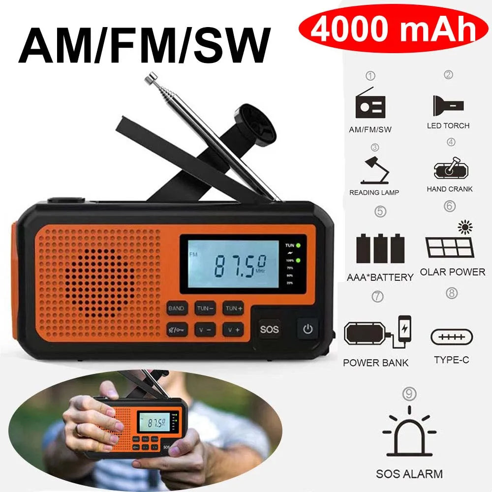 LOTOTG Portable Emergency Solar Power Radio Hand Crank Charging AM/FM Weather Radio Led Reading Flashlight Bank Phone Charger Daniel’s Outdoor Company