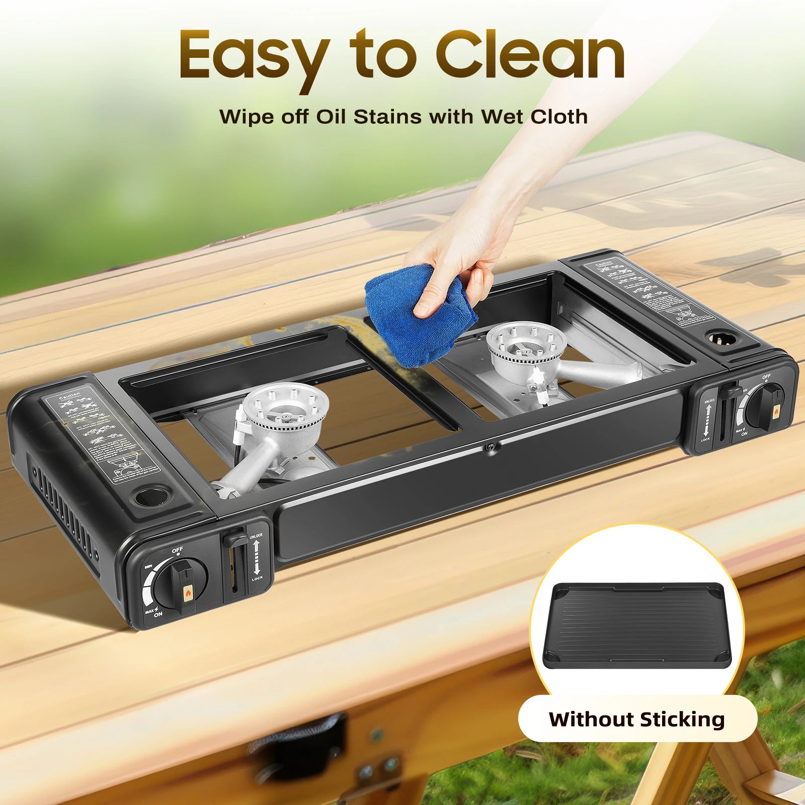 2500W Portable Camping Stove 2 Burners Camping Stove with Baking Tray&Portable Case use  Butane or LPG Home Application Outdoor Daniel’s Outdoor Company