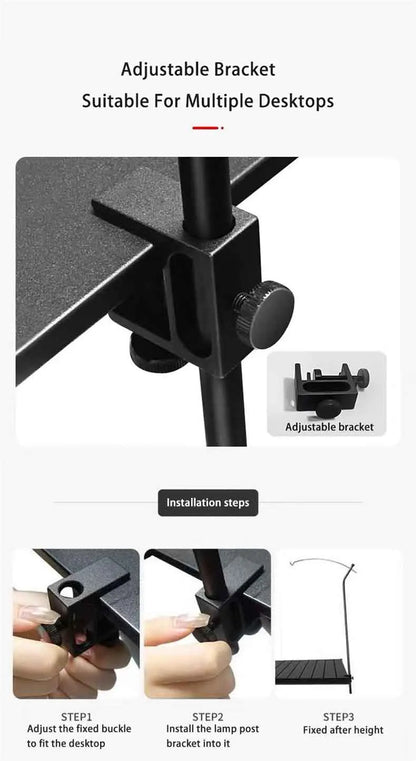 TARKA Camping Lantern Stand Light Holder Ultralight 360° Adjustment Tabletop Light Stand Universal Desktop Lighting Hanging Rack Daniel’s Outdoor Company