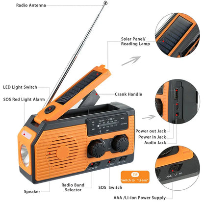 LOTOTG Portable Emergency Solar Power Radio Hand Crank Charging AM/FM Weather Radio Led Reading Flashlight Bank Phone Charger Daniel’s Outdoor Company