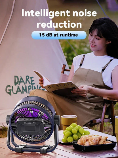 Camping Fan 20000mAh Rechargeable Outdoor Camping Circulator Wireless Camping Ceiling with LED Light and Remote Control Amagi Daniel’s Outdoor Company