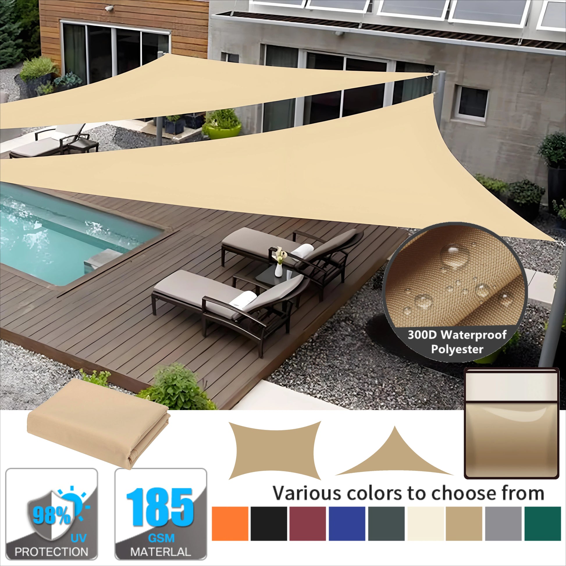 Triangle Sun Shade Sail Canopy UV Block Sunshade Sails Sunscreen for Outdoor Patio Garden Backyard Awning Sunsail with Free Rope Daniel’s Outdoor Company