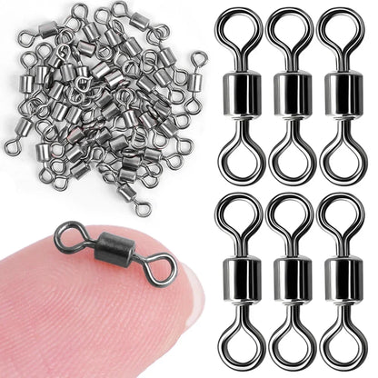 50/100Pcs Stainless Steel Fishing Connector Corrosion Resistance Barrel Bearing Rolling Swivel Solid Ring Connector Accessories Daniel’s Outdoor Company