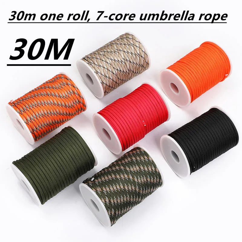 5M/15M/30M 7-Core 550 Paracord 4mm Parachute Cord Outdoor Camping survival Rope kit Umbrella Tent Lanyard Strap Clothesline Daniel’s Outdoor Company