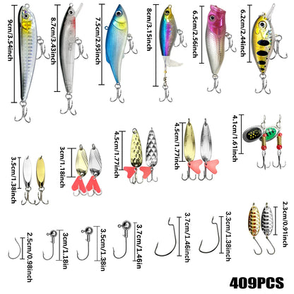 Fishing 83/133/193/239/409pcs Fishing Lure Kit For Trout/Pike/Bass Multi-Lure Fishing Set Layered Tackle Pro Gear Tackle Box Daniel’s Outdoor Company
