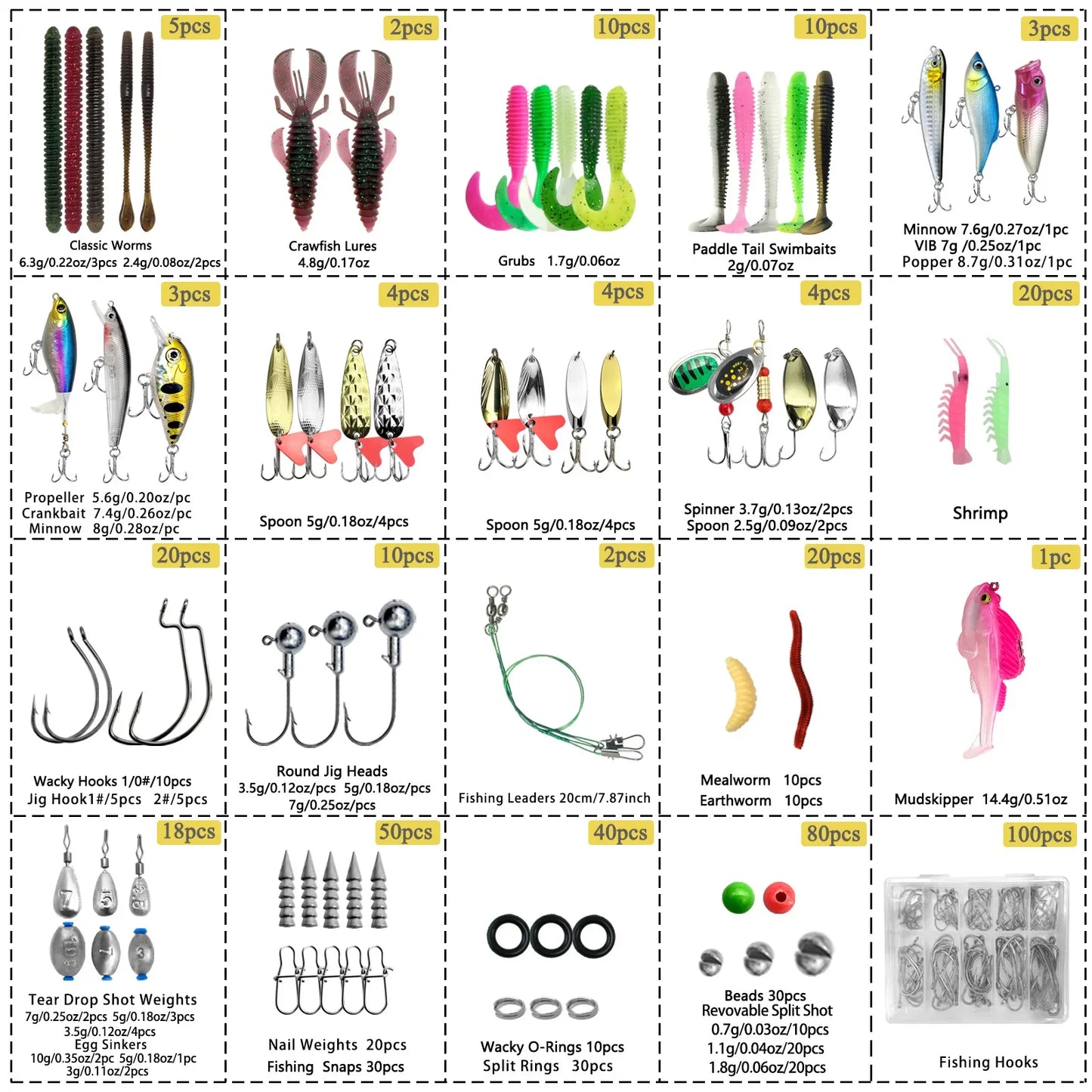 Fishing 83/133/193/239/409pcs Fishing Lure Kit For Trout/Pike/Bass Multi-Lure Fishing Set Layered Tackle Pro Gear Tackle Box Daniel’s Outdoor Company