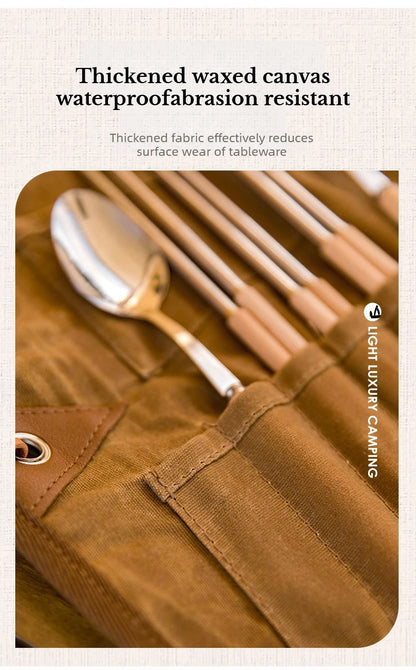 Portable Roll Up Pouch Bag Outdoor Camping Cutlery Storage Bag Cutlery Storage Water Resistant Case For Forks Spoons Chopstick Daniel’s Outdoor Company