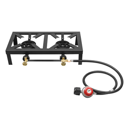 8000W Portable Double Burner Outdoor Gas Stove Propane Cooker with Adjustable 0-10Psi Regulator Hose for Patio Camping, BBQ Daniel’s Outdoor Company