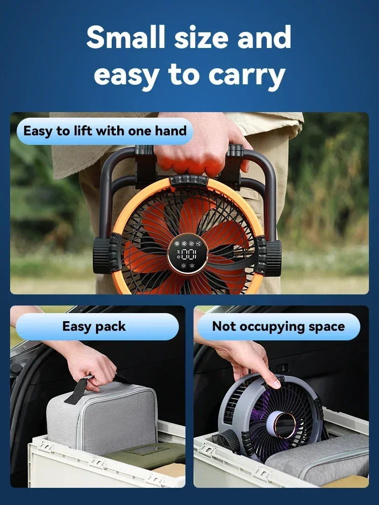 Camping Fan 20000mAh Rechargeable Outdoor Camping Circulator Wireless Camping Ceiling with LED Light and Remote Control Amagi Daniel’s Outdoor Company