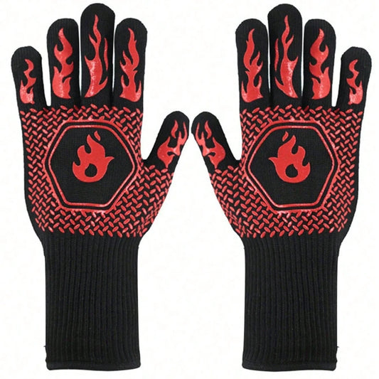 2PCS 500 Heat-insulating Resistant BBQ Gloves Fireplace Grilling Gloves Anti-scald Oven Glove for Ktichen Baking Grill Microwave Daniel’s Outdoor Company
